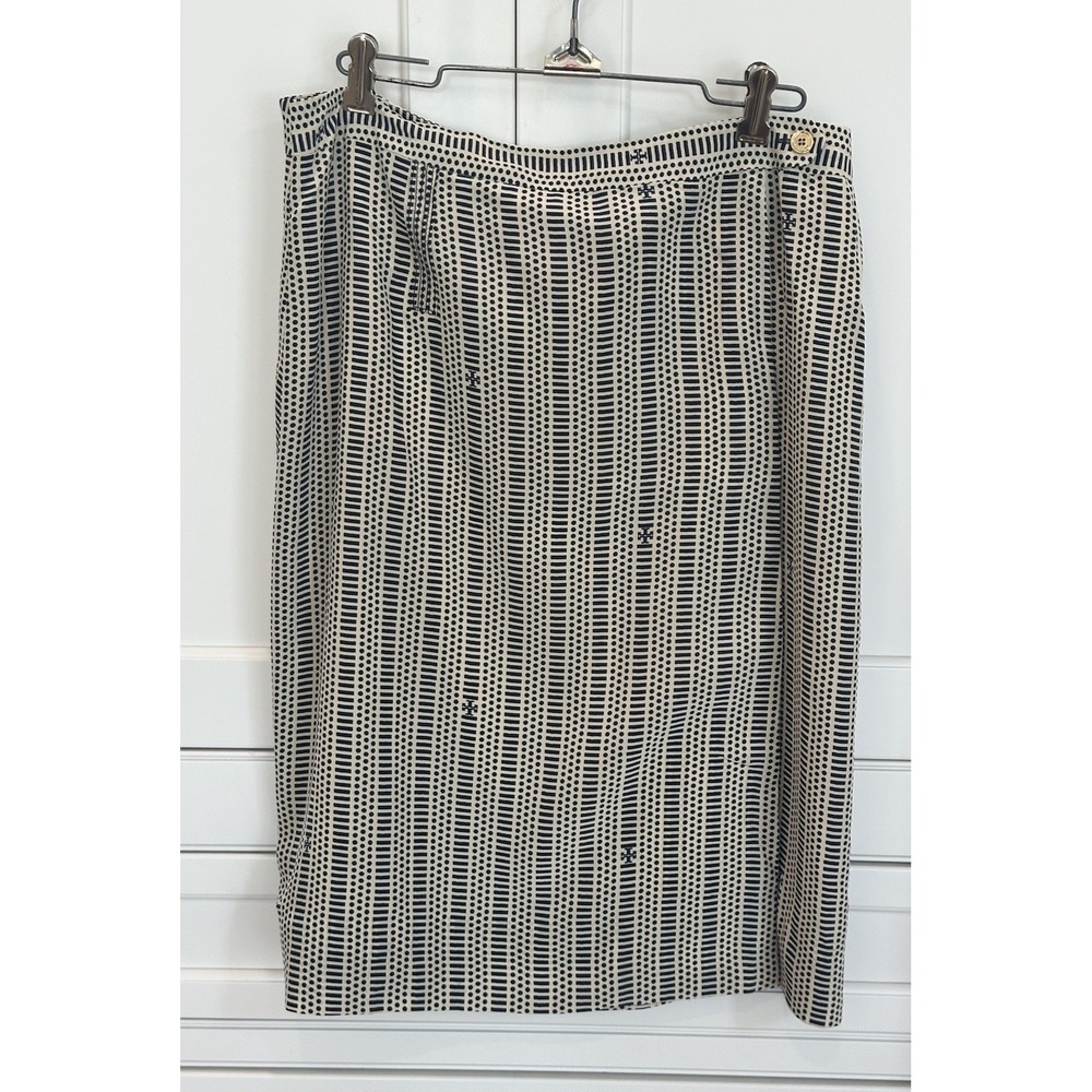 $250 Tory Burch Abstract Print 100% Silk Wrap Skirt Size 10 Office Career